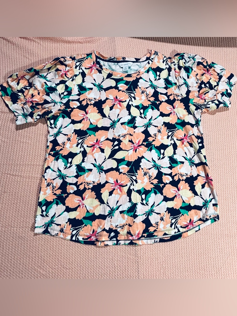 Liz Claiborne Sz XL Floral Short Sleeve Tee